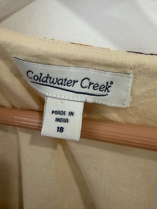 Coldwater Creek Vintage Linen Floral Midi Dress 18 Cottagecore Boho Summer - Picture 4 of 10